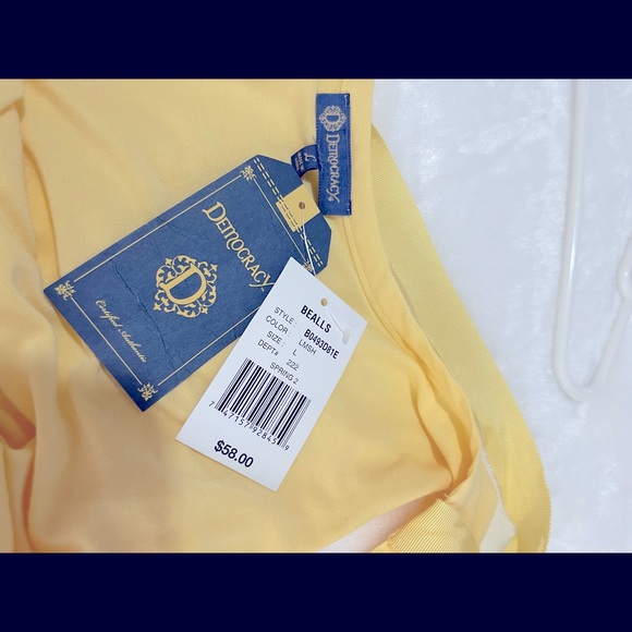 Democracy large yellow embroidery ruffle back tie - Picture 4 of 4